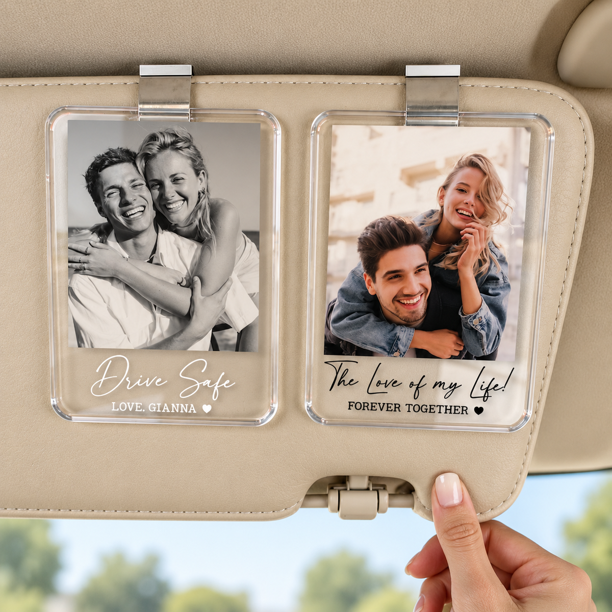 Personalized Photo Car Visor Clip – Drive Safe Gift for Husband