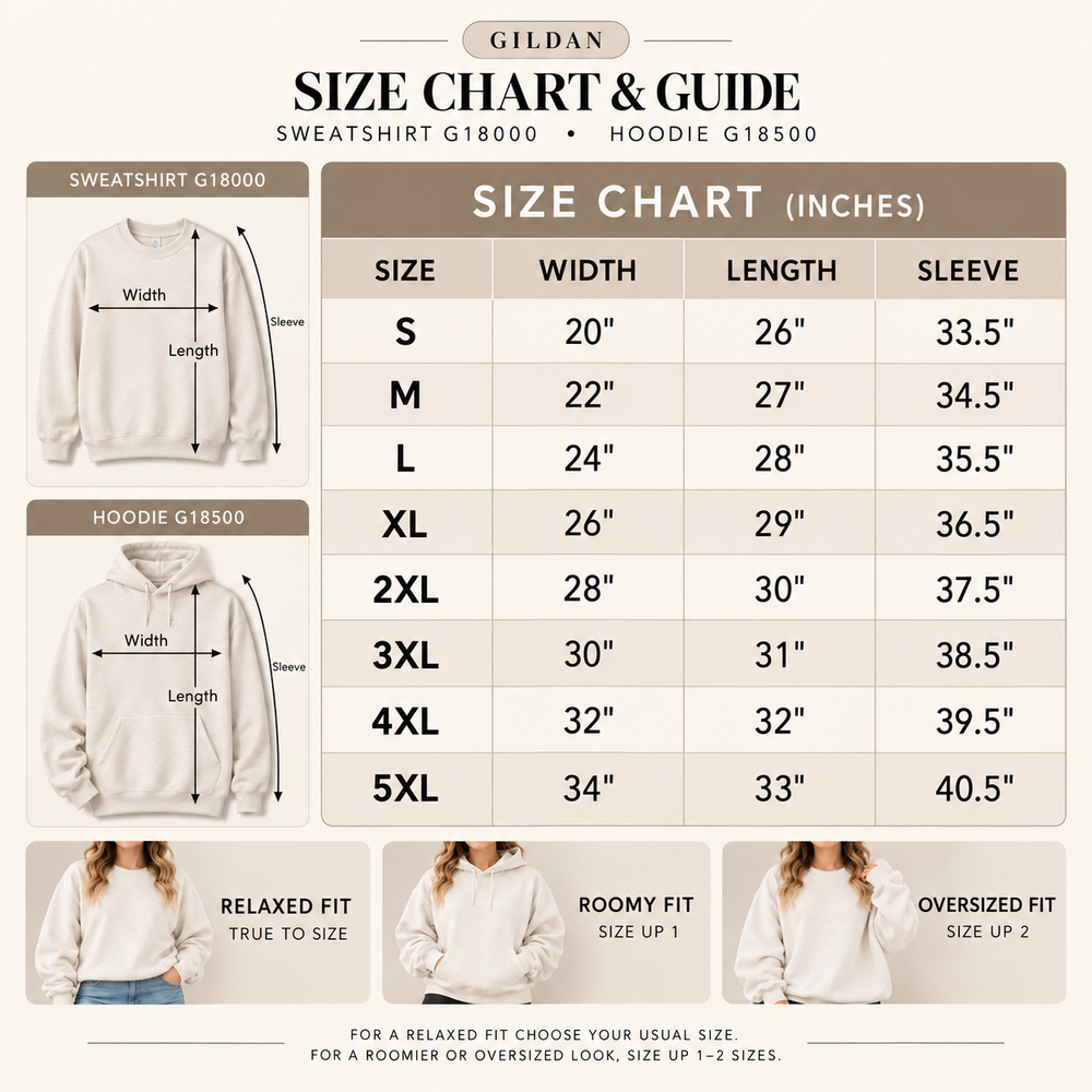 Sweatshirts & Hoodies size chart