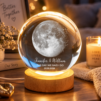 Custom Moon Phase & Star Map by Date Lamp, Personalized Crystal Ball Night Light, Constellation Map, Wedding Anniversary Gift For Couple