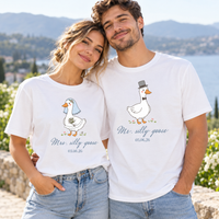Custom Mr. and Mrs. Silly Goose Matching Couple Shirts , Bride and Groom Honeymoon Tee, Funny Wedding Gift