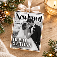 Personalized Newlywed Couple Wedding Photo Newspaper Ornament – First Anniversary Gift
