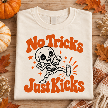 No Tricks Just Kicks Shirt – Baby Skeleton Mom to Be Tee
