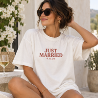 Personalized Just Married Shirt, Custom Mr and Mrs Honeymoon Tees, Newlywed Matching Couple Shirts