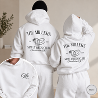 Custom Newlyweds Club Sweatshirts, Personalized Mr and Mrs Hoodies, Matching Couple Wedding Gift, Honeymoon Sweatshirt