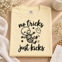 No Tricks Just Kicks Shirt – Spooky Pregnancy Announcement Tee