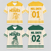 Personalized Bride & Groom Jersey Shirts, Funny Cat Wedding Couple Tees, Custom Name and Number Matching Football Tops
