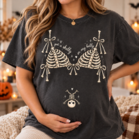 Skeleton Halloween Pregnancy Announcement Comfort Colors Shirt, Skeleton Maternity Tee, Spooky Mom to Be Gift