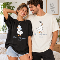 Custom Mr. and Mrs. Silly Goose Matching Couple Shirts , Bride and Groom Honeymoon Tee, Funny Wedding Gift