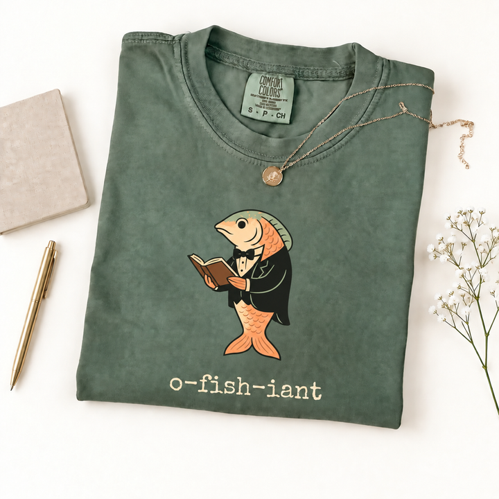 Comfort Colors O-Fish-Ially Married & O-Fish-Iant Shirts, Funny Fishing Wedding Tees for Bride, Groom and Officiant