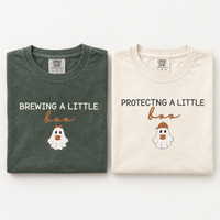 Halloween Pregnancy Couple Shirts for Expecting Parents, Brewing & Protecting a Little Boo Tees, Spooky Baby Announcement Gift