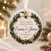 First Christmas Married Ornament 2026, Personalized Newlywed Wedding Gift, Custom Couple Keepsake