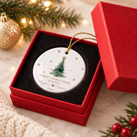 Personalized First Christmas Married Ornament, Custom Couple Names and Wedding Date, Round or Heart Ornament, Newlywed Gift
