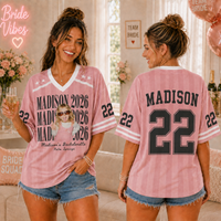 Personalized Photo Bachelorette Football Jersey, Custom Bride Squad Jersey, Name Number Bridal Party Shirt, Bachelorette Gift