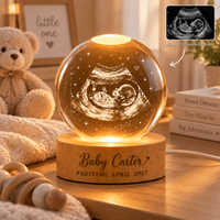 Personalized Ultrasound Gift Crystal Ball Night Light, Custom Sonogram Keepsake, Baby Announcement Decor, Baby Arrival Gift