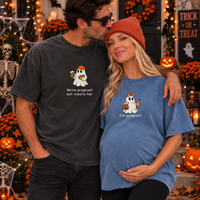 Halloween Pregnancy Shirt, Funny Pregnancy Announcement Tshirt, Couple Pregnancy Reveal Tee, Baby Reveal Gift For Expecting Mom and Dad