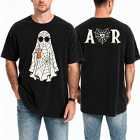 Personalized Ghost Couple Shirts for Halloween, Matching Spooky Couple Tee, Custom Initial Spiderweb Shirt for Couples