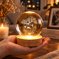 Tree of Love Personalized Couples Crystal LED Ball Light,Custom Couple Night Lamp,Wedding Anniversary Gift,Couple Gift,Gift For Mom,Dad