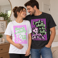 Skeleton Halloween Pregnancy Announcement Couple Shirts, Spooky Mama & Dad Matching Tees, Funny Pregnant Comfort Colors T-Shirts