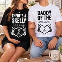 Skelly in My Belly & Daddy of the Little Skelly Couple Shirts – Pregnancy Reveal