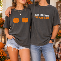 Funny Pumpkin Couple Shirts, Just Here for the Pumpkins Matching Tees, Fall Couple T-Shirts, Pumpkin Patch Outfit, Thanksgiving Gift