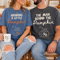 Fall Pregnancy Announcement Shirts for Couple: Growing A Little Pumpkin Shirt, Thanksgiving Maternity Tee, Expecting Dad Mom Gift