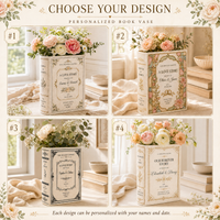 Personalized Ceramic Book Vase, Custom Couple Names and Wedding Date, Love Story Wedding Keepsake