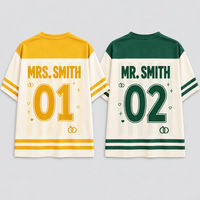 Personalized Bride & Groom Jersey Shirts, Funny Cat Wedding Couple Tees, Custom Name and Number Matching Football Tops