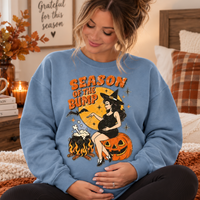 Season of the Bump Halloween Sweatshirt, Pregnant Witch Maternity Crewneck, Funny Halloween Mom to Be Shirt