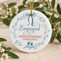 Personalized Engagement Ornament, Custom Couple Names and Date, Newly Engaged Christmas Gift for Couples