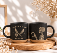 Engraved Halloween Couple Mug, Til Death Do Us Part Ceramic Mug, Matching Skeleton Mug Set, Gothic Couples Gift, Anniversary Mug