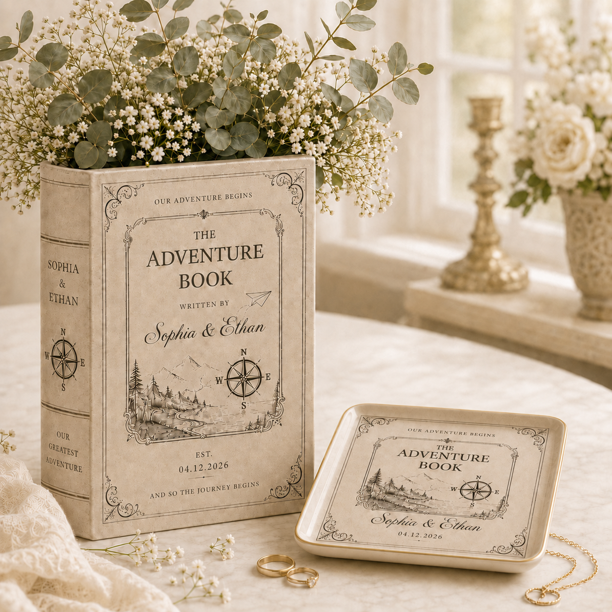 Personalized Love Story Book Vase, Custom Wedding Gift for Couple, Bridal Shower Gift