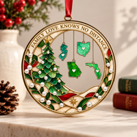 Personalized Family Love Knows No Distance Christmas Ornament, Custom State Hanging Keepsake