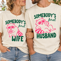 Feral Wife & Husband Comfort Colors Shirts – Funny Raccoon Couple Gift