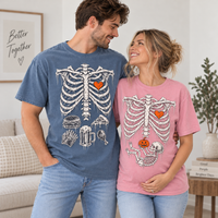 Food & Baby Skeleton Rib Cage Couple Shirts – Halloween Pregnancy Reveal