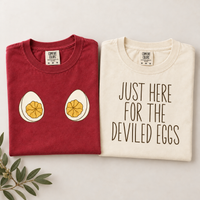 Funny Deviled Eggs Couple Shirts, Matching Thanksgiving Christmas Tees, Comfort Colors Holiday Party T-Shirts for Couples