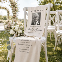Personalized Memorial Wedding Chair Banner - Custom Reserved Seat Sign, In Loving Memory Photo Banner
