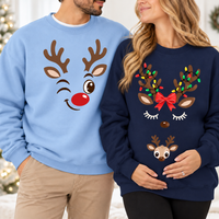 Christmas Reindeer Pregnancy Announcement Sweatshirt & Hoodie – Matching Couple Set