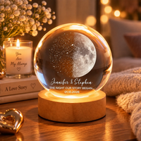 Custom Moon Phase & Star Map by Date Lamp, Personalized Crystal Ball Night Light, Constellation Map, Wedding Anniversary Gift For Couple