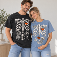 Food & Baby Skeleton Rib Cage Couple Shirts – Halloween Pregnancy Reveal