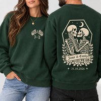 Personalized Til Death Couple Sweatshirt & Hoodie, Custom Skeleton Wedding Shirts, Names & Wedding Date, Gothic Newlywed Gift