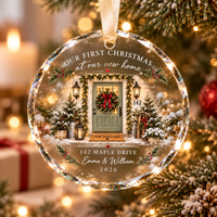 Personalized First Christmas New Home Ornament – Custom Address Keepsake