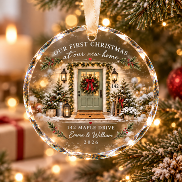 Personalized First Christmas New Home Ornament – Custom Address Keepsake