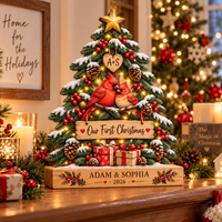 Personalized First Christmas Couple Wooden Block, Custom Names & Year Christmas Keepsake, Newlywed Gift for Couples