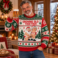 Personalized Growing Old Together Santa Sweater – Christmas Couples Gift