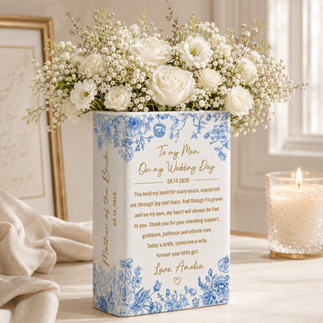 Custom Mother Of The Bride Gift, Personalized Mother Of The Groom Ceramic Book Vase Wedding Favors Gift For Mom
