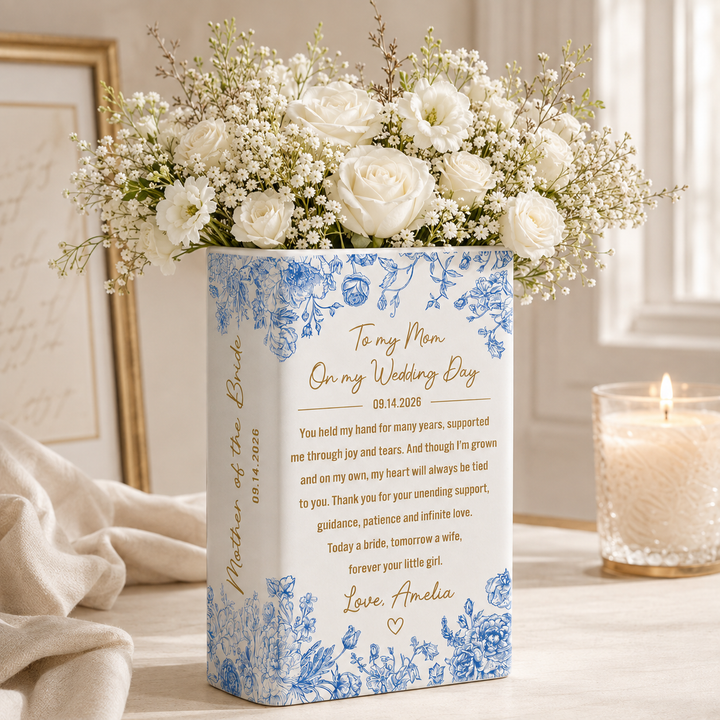 Custom Mother Of The Bride Gift, Personalized Mother Of The Groom Ceramic Book Vase Wedding Favors Gift For Mom