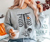 Halloween Skeleton Pregnancy Sweatshirt Hoodies, Baby Maternity Sweater, Funny Pregnancy Announcement Hoodies