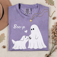 Boo-P Ghost Dog Pregnancy Announcement Shirt, Spooky Halloween Mama to Be Tee, Fall Baby Reveal Gift