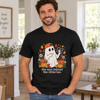 Growing a Little Boo Pregnancy Announcement Couple Shirts, The Man Behind the Little Boo Matching Tees, Halloween Mom & Dad T-Shirts