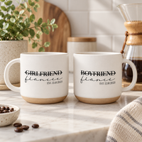 Personalised Engagement Pottery Mug, Custom Wedding Mugs, Custom Fiance and Fiancee Mug, Engagement Gifts, Gift for Fiance & Fiancee